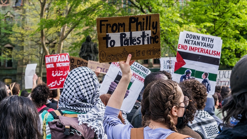 طلاب جامعة بنسيلفانيا ينضمون للاحتجاجات المناهضة لحرب على غزة
