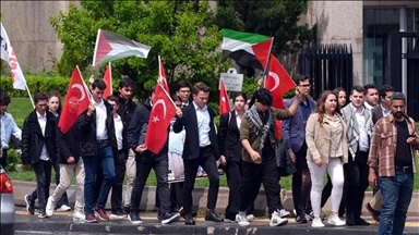 أنقرة: مظاهرة داعمة للطلاب المؤيدين لفلسطين بالولايات المتحدة