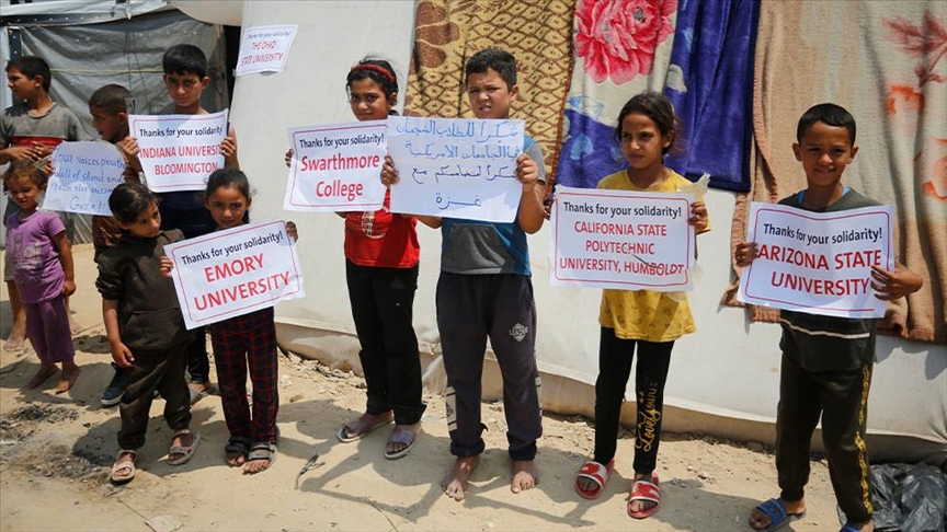 Gaza children thank US university students for support amid Israeli onslaught