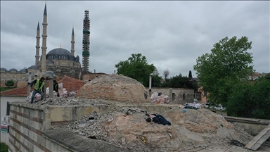 Edirne'de Osmanlı döneminden kalma Mezitbey Hamamı'nın restorasyonu sürüyor