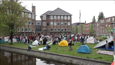Pro-Palestinian students in Netherlands set up camp in solidarity with Gaza