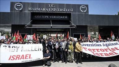 تركيا.. مسيرة تضامنية مع فلسطين بجامعة مرمرة