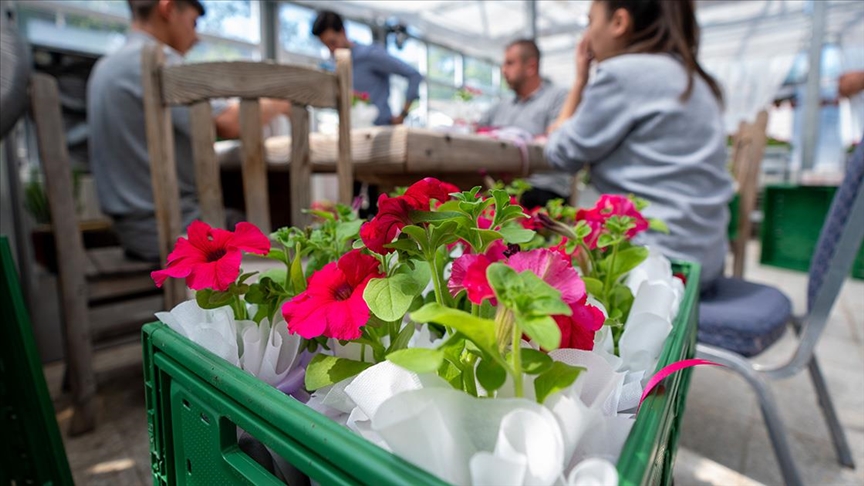 Meclis serasında üretilen çiçekler "Anneler Günü" için hazırlandı