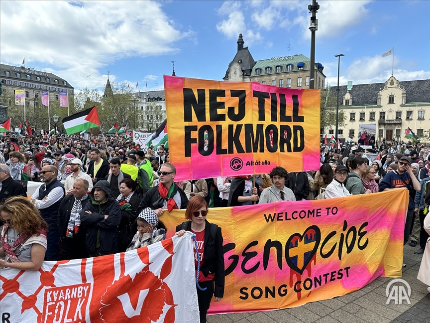Hundreds march in Sweden’s Malmo to protest Israel’s participation in Eurovision