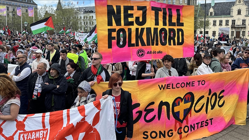Thousands march in Sweden’s Malmo to protest Israel’s participation in Eurovision