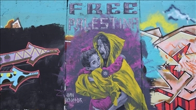 صورة للأناضول تجسد أهوال حرب غزة تتحول للوحة جدارية بإسبانيا