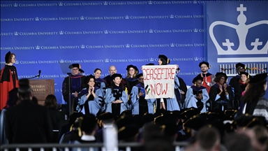 На выпускной церемонии в Колумбийском университете прошла молчаливая акция в поддержку Палестины 