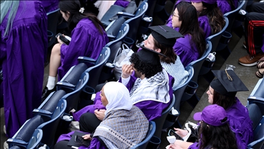 Pro-Palestine students stage walkout during commencement at New York University