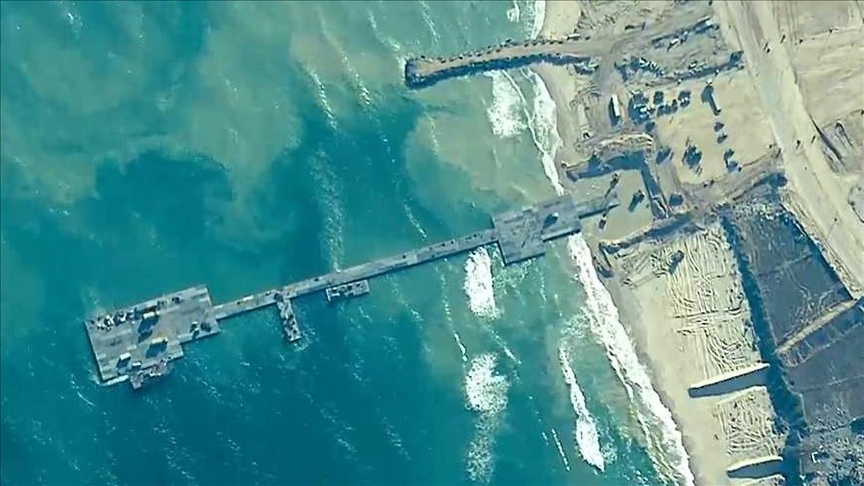 Cargo from aid ship delivered to floating port west of Gaza City