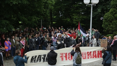 مظاهرة مؤيدة لفلسطين أمام السفارة الإسرائيلية في كرواتيا