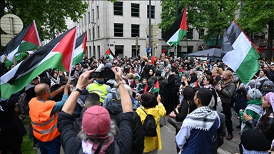ABD'nin Brüksel Büyükelçiliği önünde Filistin'e destek gösterisi düzenlendi