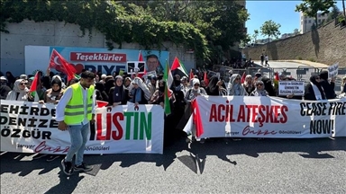 إسطنبول.. مظاهرة أمام القنصلية الأمريكية للتضامن مع غزة