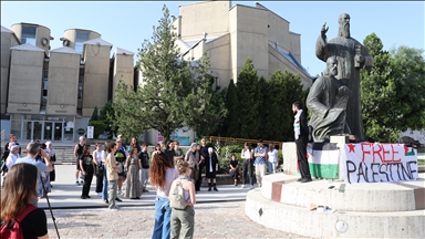 Студенти на УКИМ со протестен собир искажаа солидарност со Палестина