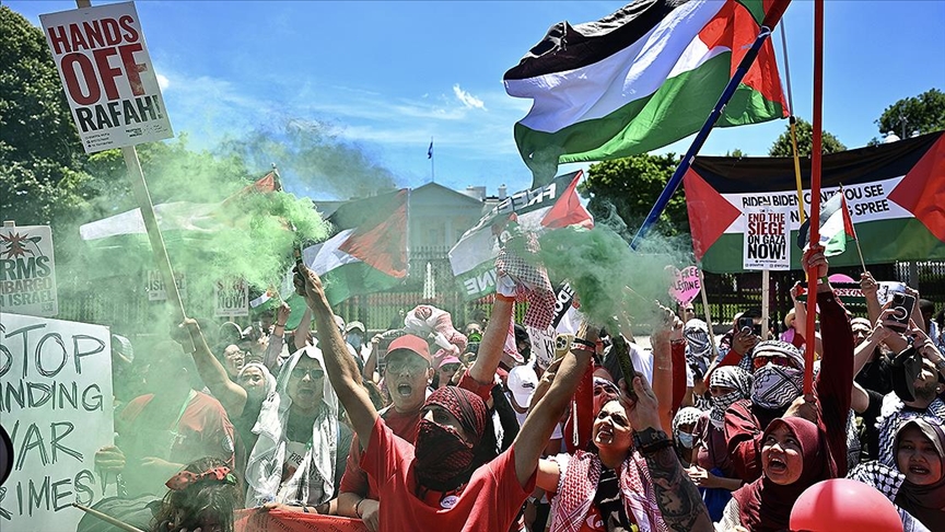 Washington'da binlerce göstericiden Biden'a Gazze konusunda "kırmızı çizgi" uyarısı