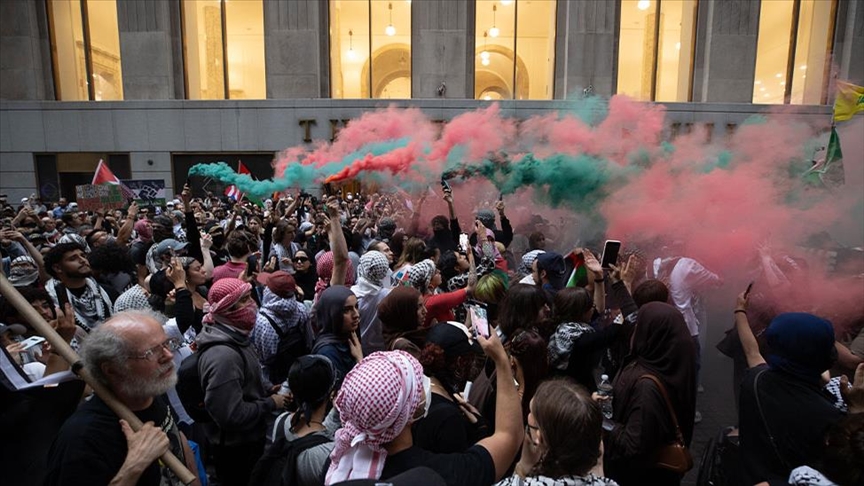 Pro-Palestinian protesters gather in New York City for Gaza