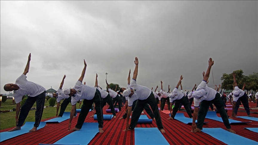 Indian premier does yoga in disputed Kashmir, hails scrapping of autonomy