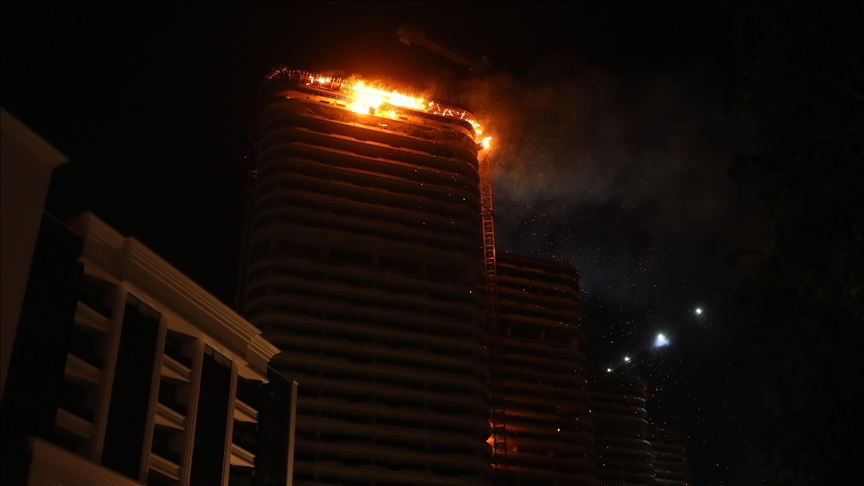 Fire erupts at 26-story building in Kazakhstan’s capital