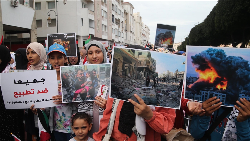 المغرب.. مئات يتظاهرون دعما لغزة ورفضا للتطبيع مع إسرائيل
