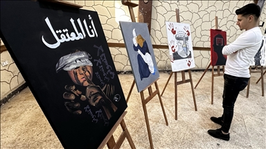 Suriye'nin Bab ilçesinde kadın ressamların hazırladığı "Hapishanelerin Nabzı" sergisi açıldı