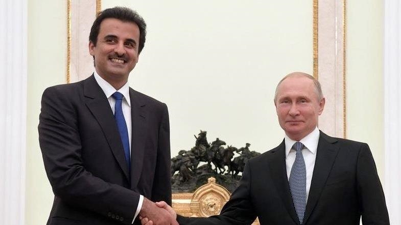 أمير قطر يبحث مع بوتين التطورات بغزة وفلسطين والعلاقات الثنائية