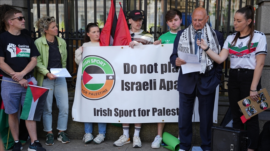 Irish athletes express their solidarity with Palestine in Dublin