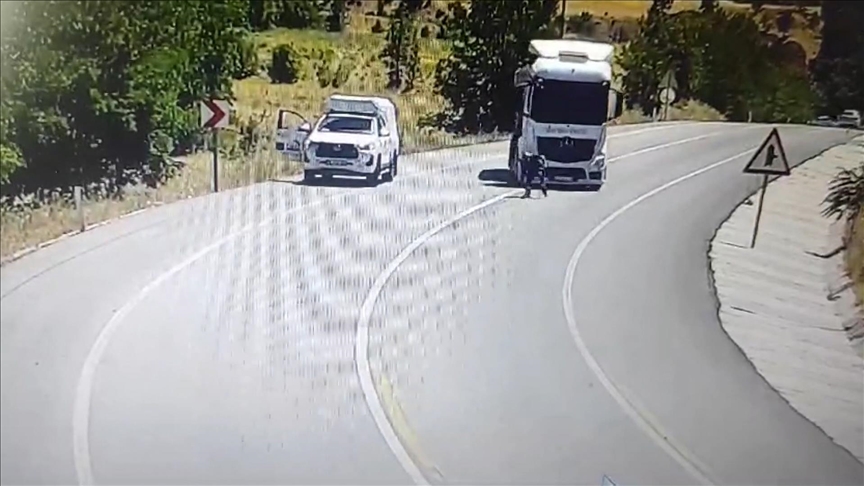 Tunceli’de yoldaki yaralı kuşu kurtarmaya çalışan kişiye kamyon çarptı