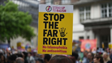 Thousands of anti-racism activists protest far-right rally in central London