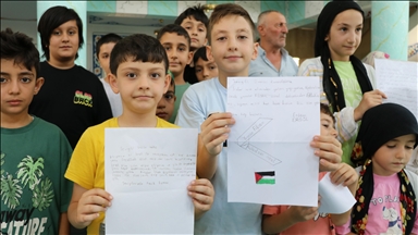 Amasya'da Kur'an kursu öğrencileri Gazze'deki çocuklar için mektup yazdı