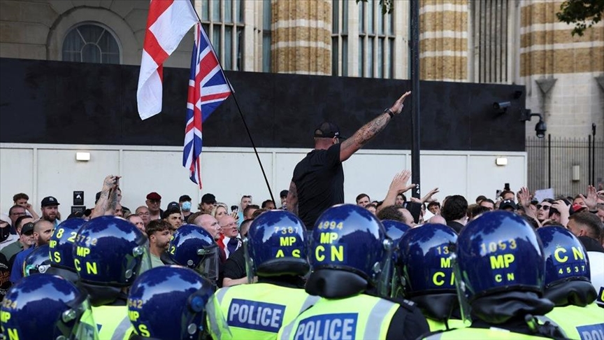 Far-right protesters clash with police in central London, English town of Hartlepool