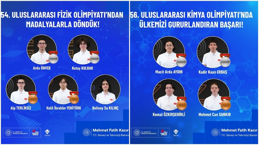 Türk öğrenciler uluslararası kimya ve fizik olimpiyatlarından madalyalarla döndü