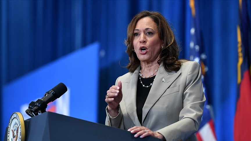Harris, mitingde slogan atan Filistin destekçilerine, "şimdi ateşkes zamanı" olduğunu söyledi