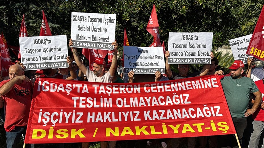 İGDAŞ'ta taşeron olarak çalışan işçilerden İBB önünde eylem