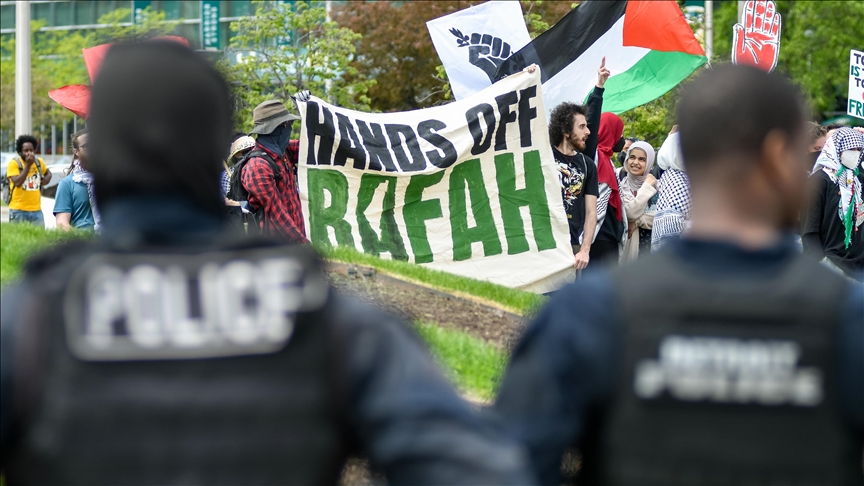 Pro-Palestinian Activists Clash with Police at University of Michigan Event