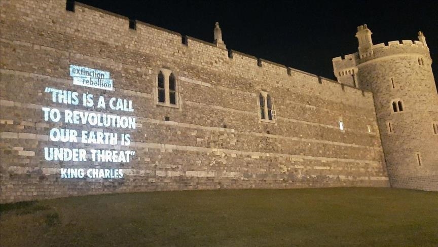Climate activists protest near Windsor Castle, deliver pink postbox to King Charles