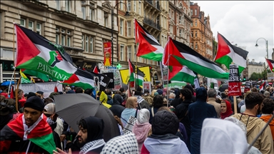 Thousands march in London to call for cease-fire in Gaza, suspension of all arms sales to Israel