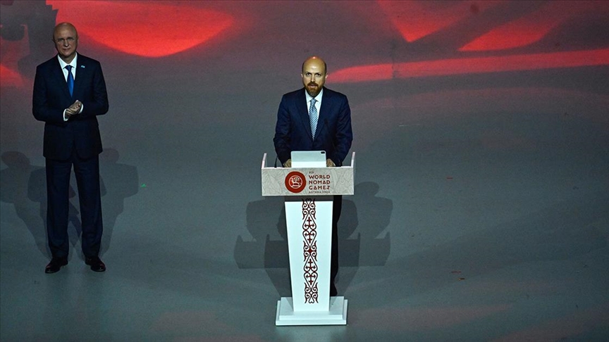 Dünya Etnospor Konfederasyonu Başkanı Bilal Erdoğan, Dünya Göçebe Oyunları'nın açılış töreninde konuştu