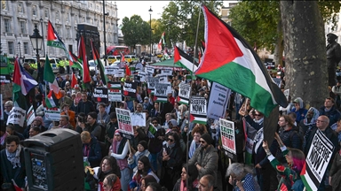 Demonstration outside London court in solidarity with pro-Palestinian protester