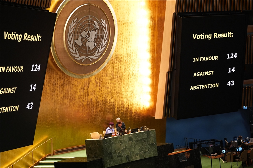UN General Assembly calls for end to Israeli occupation of Palestinian territories within a year UN General Assembly calls for end to Israeli occupation of Palestinian territories within a year