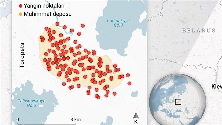 Rusya’nın Toropets şehrine Ukrayna'nın İHA'yla saldırısında çıkan yangını söndürme çalışmaları sürüyor