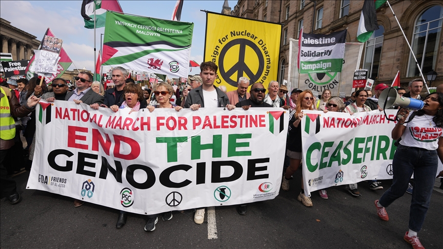 Thousands march in Liverpool to call for total halt of arms sales to Israel
