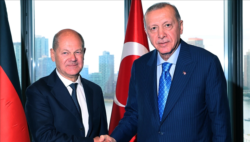 Turkish president meets German chancellor in US Turkish president meets German chancellor in US