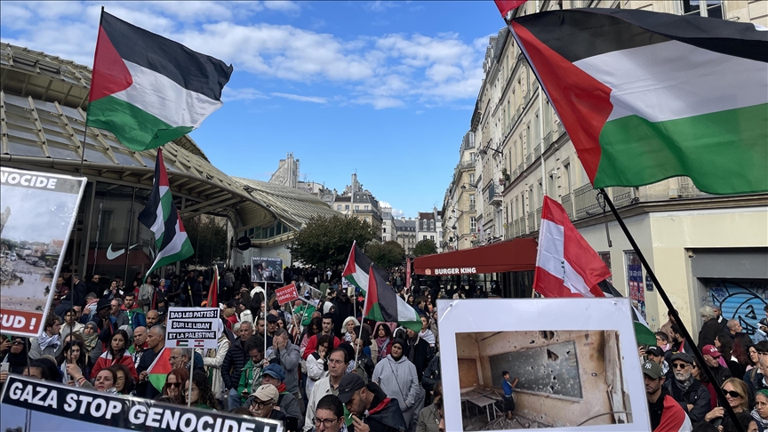 Protesters in Paris call for end to Israeli airstrikes on Lebanon