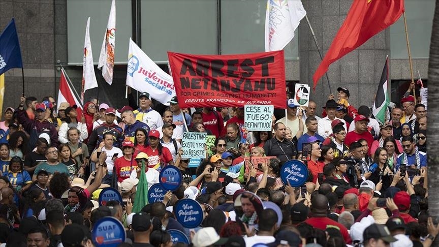 Hundreds in Venezuela protest Israel's year-long genocide in Gaza