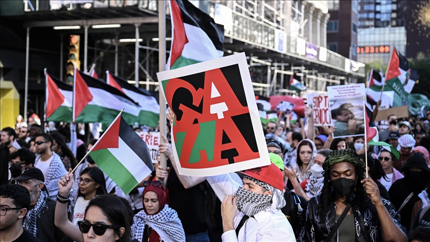 Pro-Palestinian protesters gather in New York on 1st anniversary of Israel-Hamas war