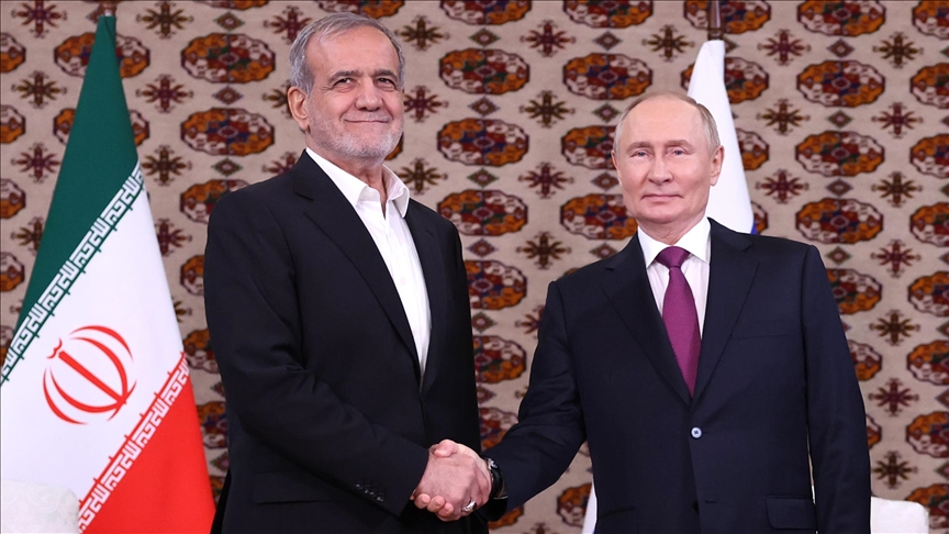 Russia's Putin, new Iranian President Pezeshkian hold first in person meeting in Turkmenistan