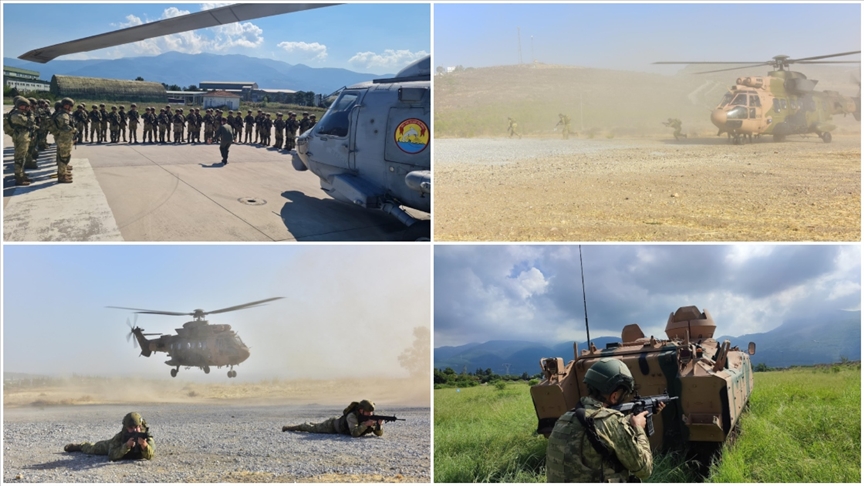 MSB, amfibi deniz piyadelerinin "Helikopter ve Tank Piyade İşbirliği" eğitimlerinden fotoğraf paylaştı