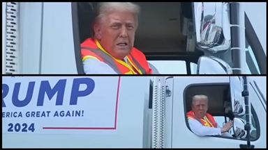 Pushing back at Biden, Donald Trump stages garbage truck event in runup to election