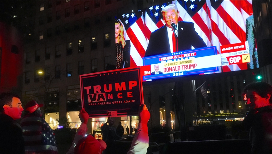 Supporters celebrate over Trump's victory in US presidential election