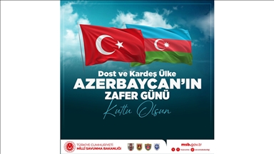 MSB: Asil Azerbaycan Türkü kardeşlerimizin 8 Kasım Zafer Günü'nü kutluyoruz