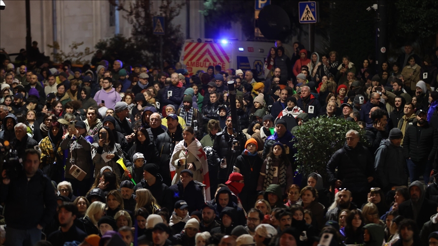 In Georgian election dispute, opposition protesters block street in Tbilisi